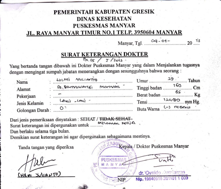 Detail Surat Dokter Puskesmas Nomer 34