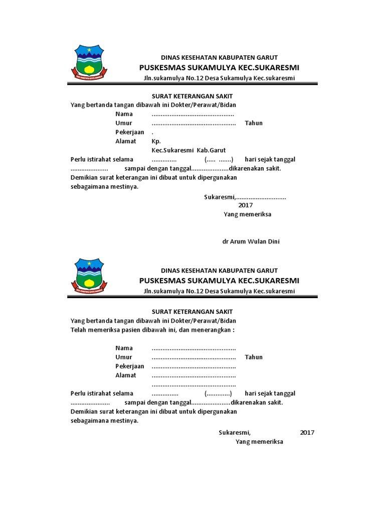 Detail Surat Dokter Puskesmas Nomer 37