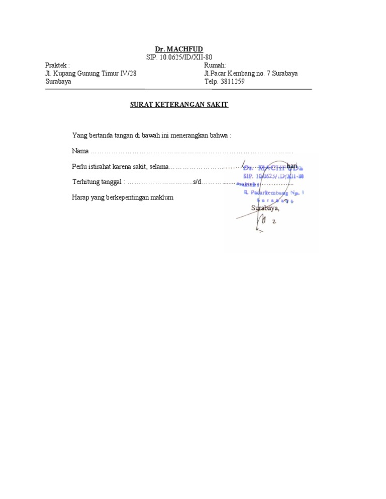 Detail Surat Dokter Puskesmas Nomer 46