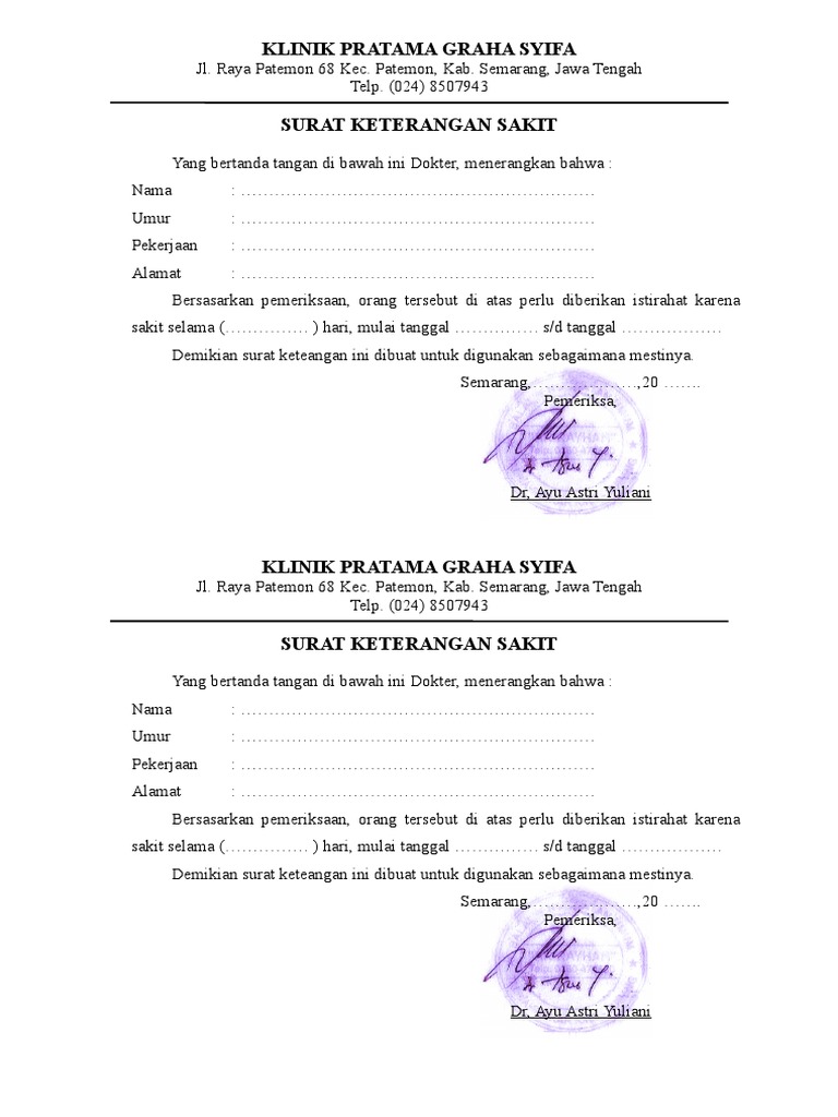 Detail Surat Dokter Semarang Nomer 5