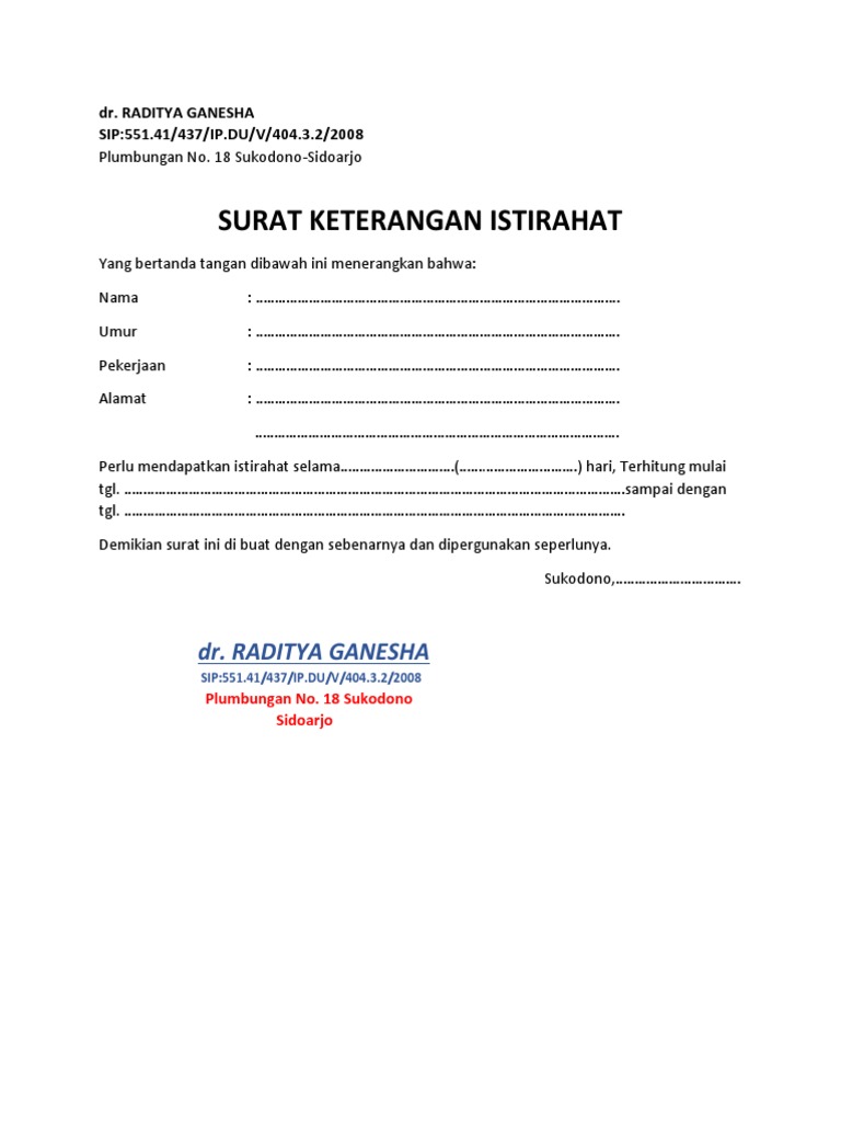 Surat Dokter Sidoarjo - KibrisPDR