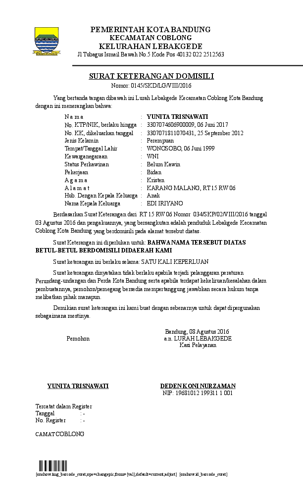 Detail Surat Domisili Bandung Nomer 3