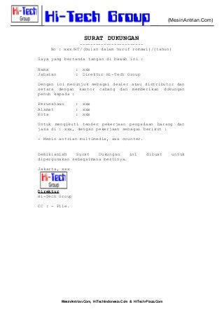 Detail Surat Dukungan Alat Nomer 22