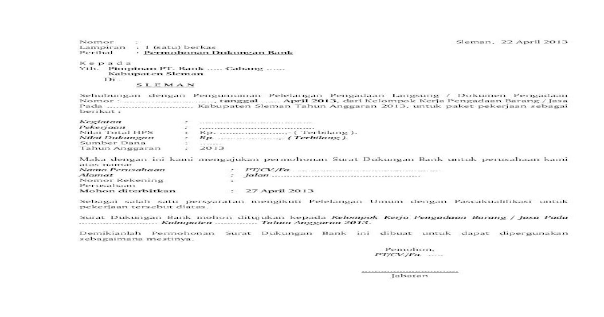 Detail Surat Dukungan Bank Nomer 49