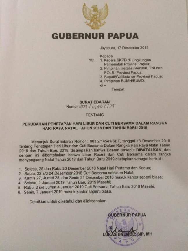 Detail Surat Edaran Cuti Bersama 2019 Nomer 9