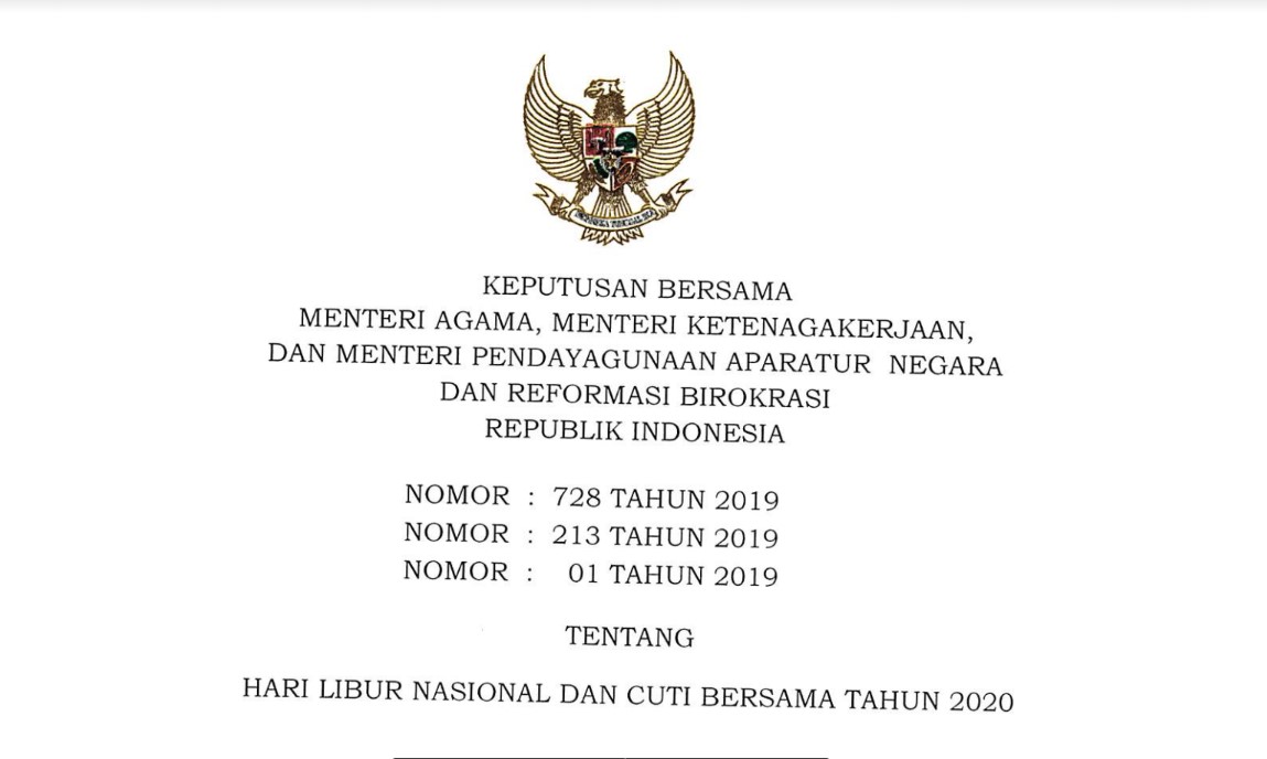 Detail Surat Edaran Cuti Bersama 2020 Nomer 11