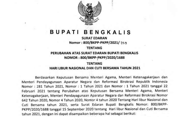 Detail Surat Edaran Cuti Bersama 2020 Nomer 22