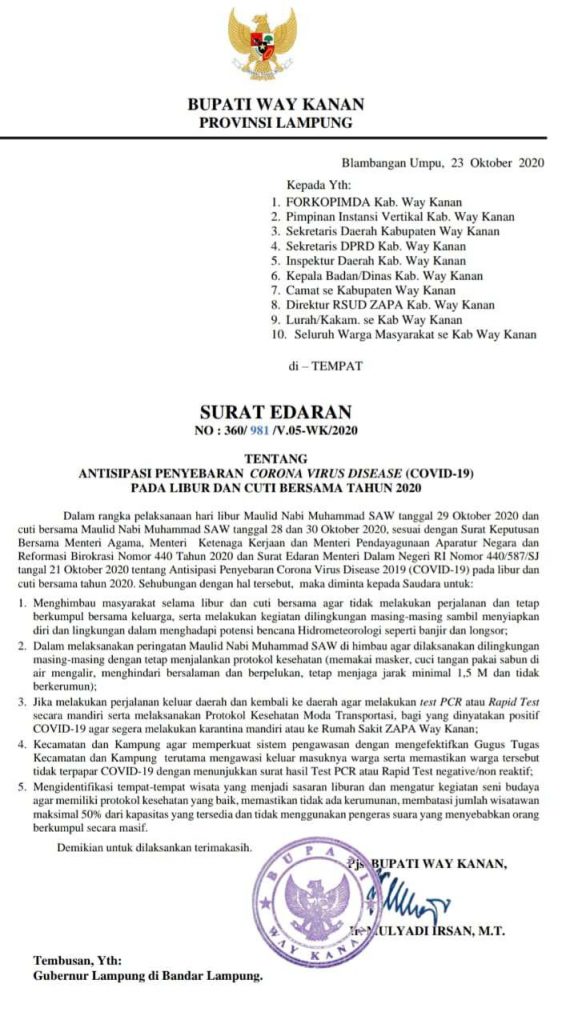 Detail Surat Edaran Cuti Bersama 2020 Nomer 29