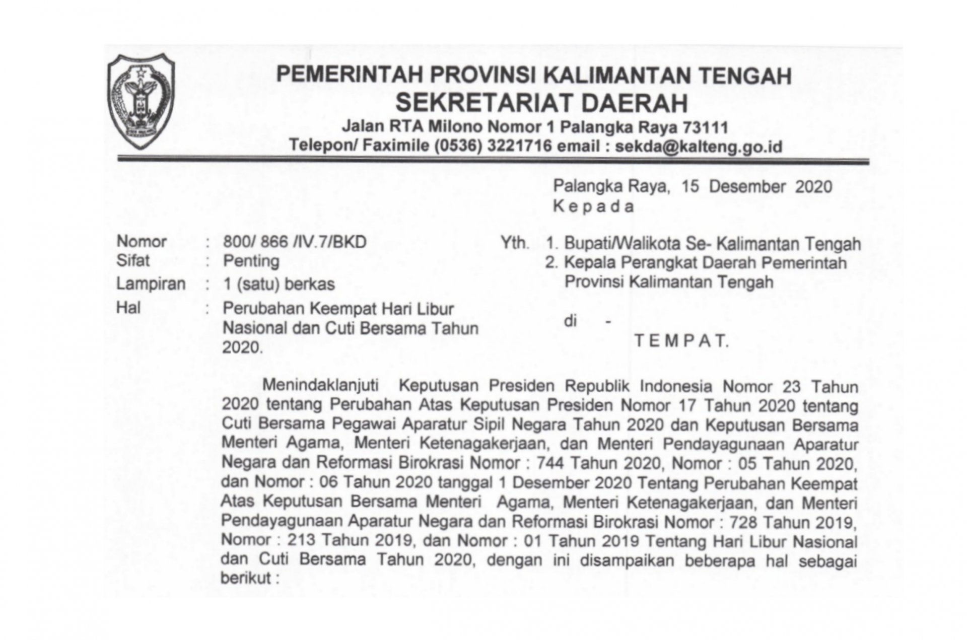 Detail Surat Edaran Cuti Bersama 2020 Nomer 35