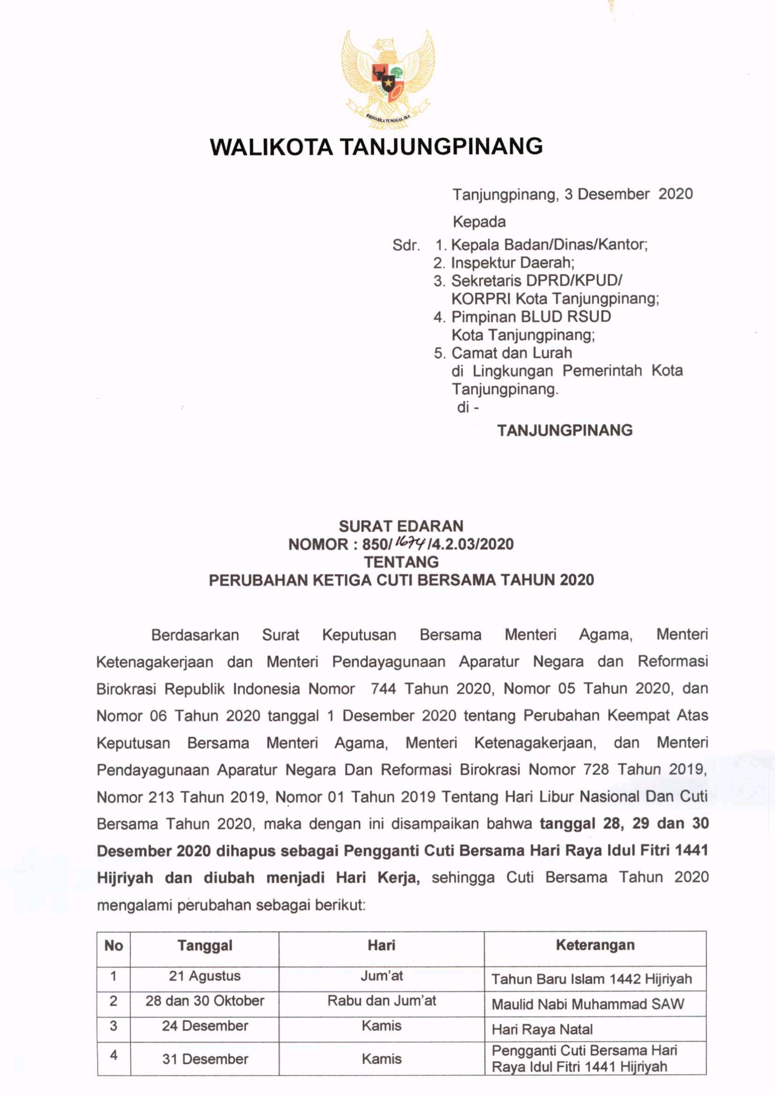 Detail Surat Edaran Cuti Bersama Nomer 37