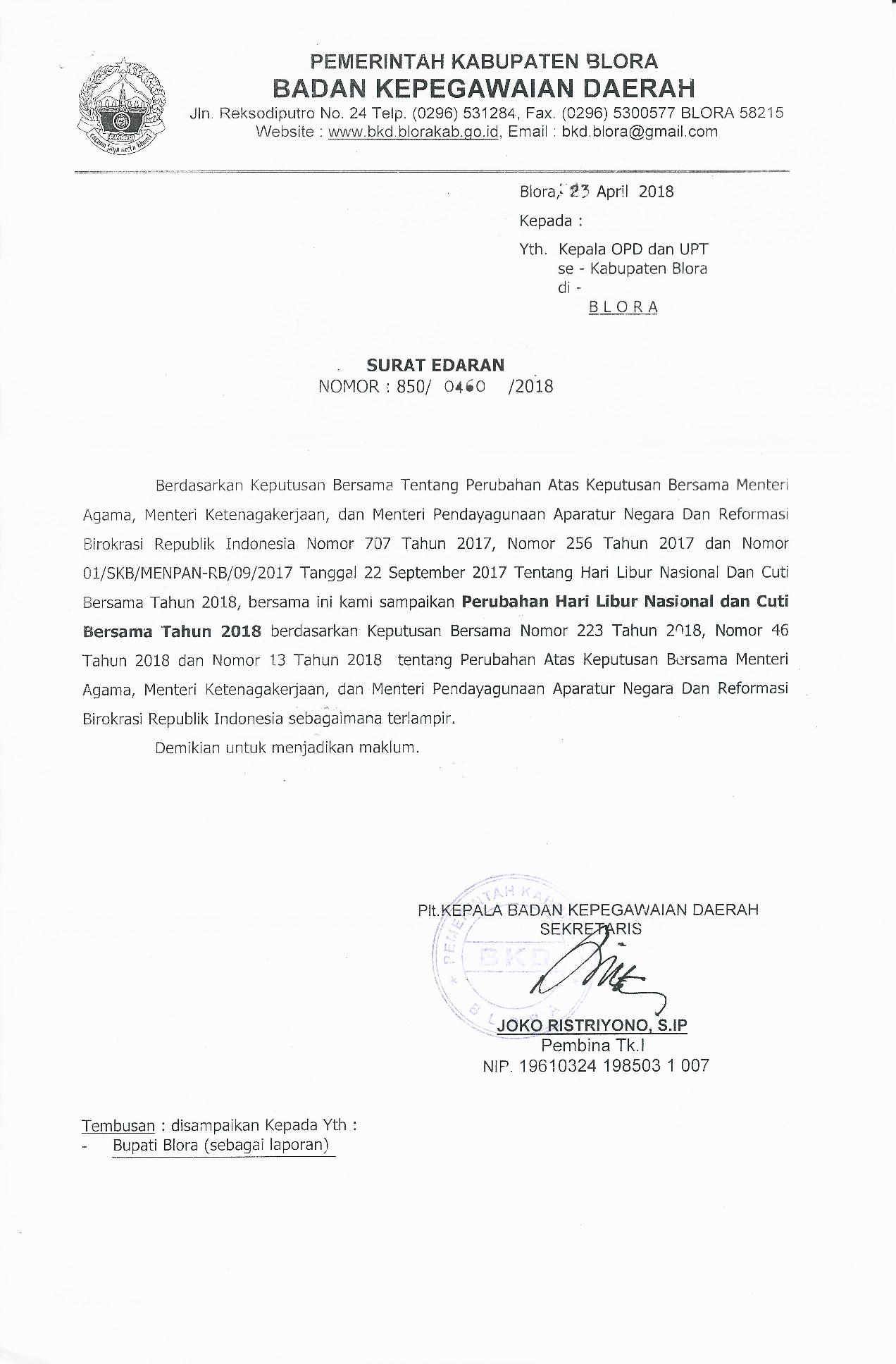 Detail Surat Edaran Cuti Bersama Nomer 43