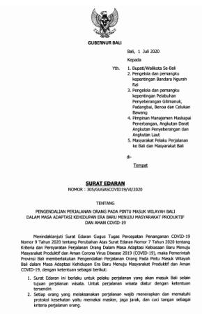 Detail Surat Edaran Gubernur Bali Libur 2020 Nomer 2