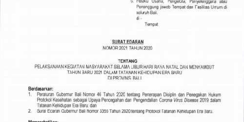 Download Surat Edaran Gubernur Bali Libur 2020 Nomer 14
