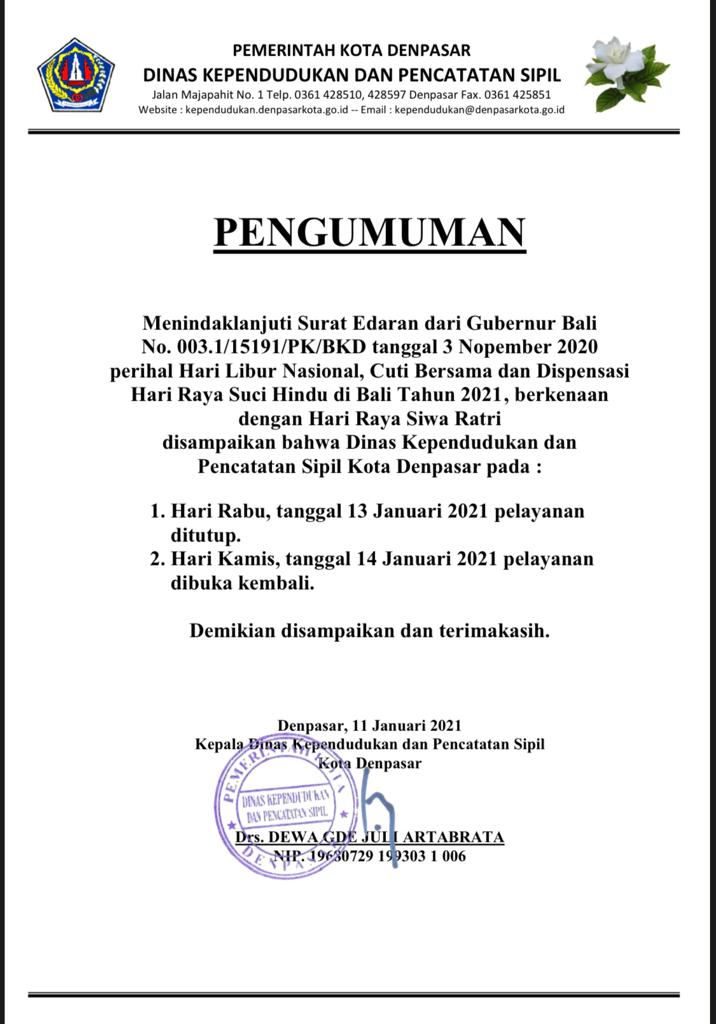 Detail Surat Edaran Gubernur Bali Libur 2020 Nomer 34