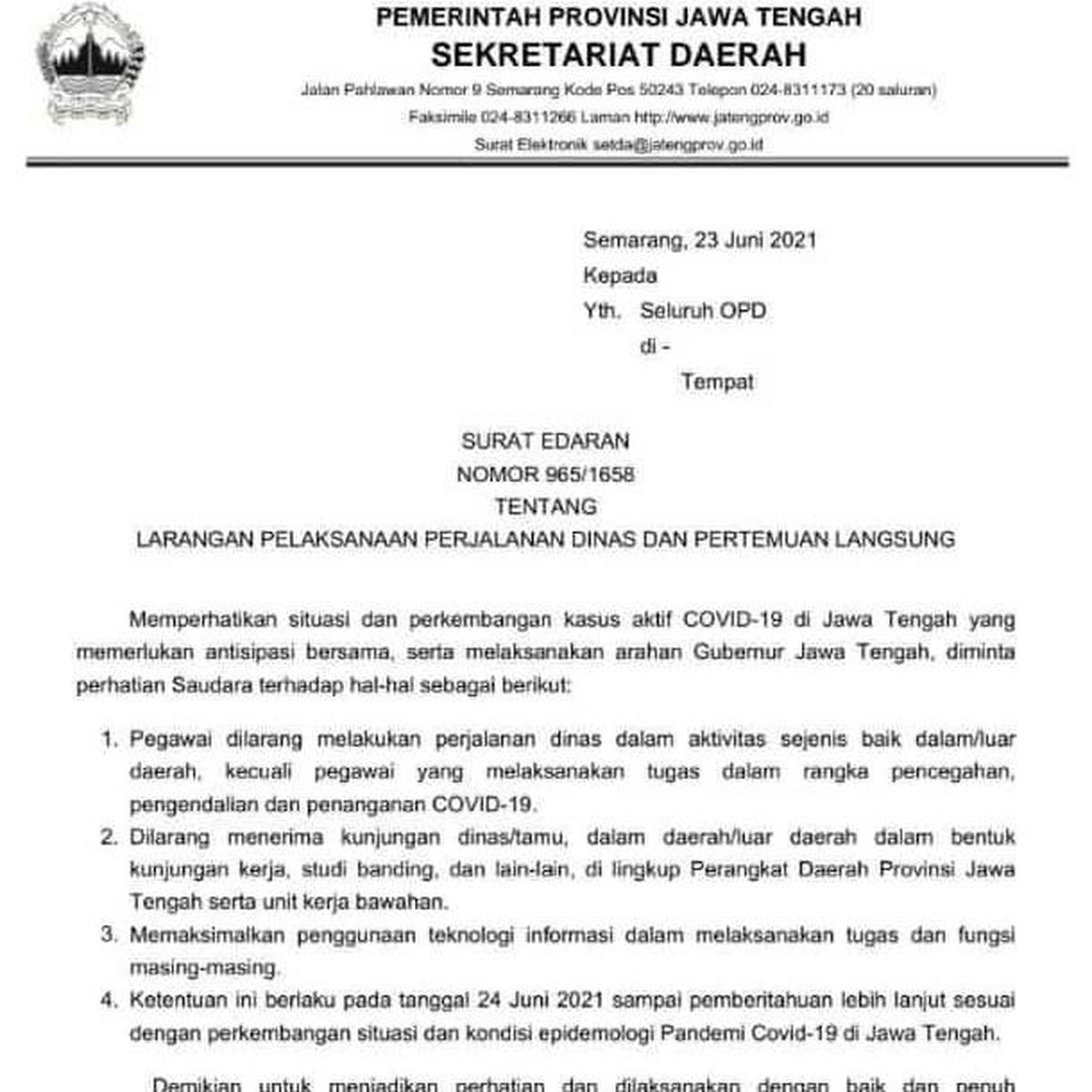 Detail Surat Edaran Gubernur Jawa Tengah Nomer 20