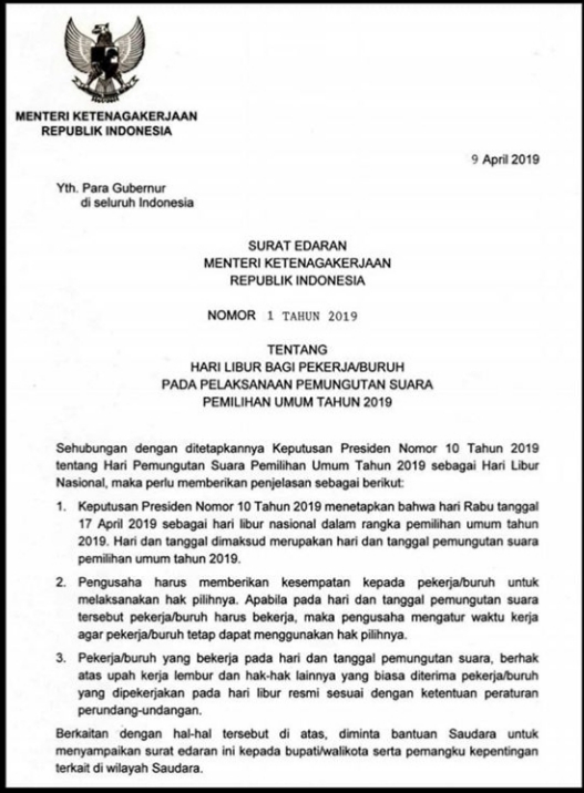 Detail Surat Edaran Libur Nomer 5