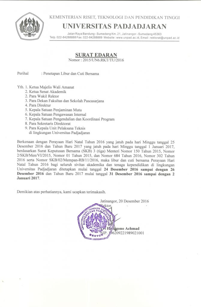 Detail Surat Edaran Libur Nomer 18