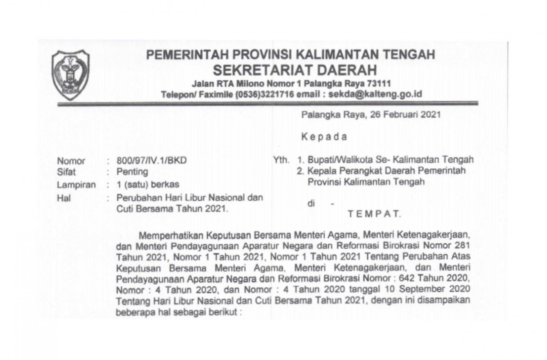 Detail Surat Edaran Libur Nasional 2020 Nomer 26