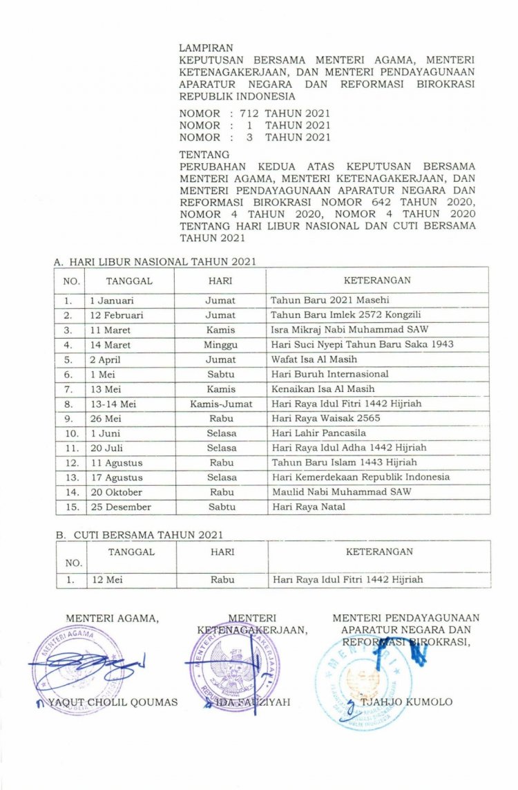 Detail Surat Edaran Libur Nasional 2020 Nomer 41