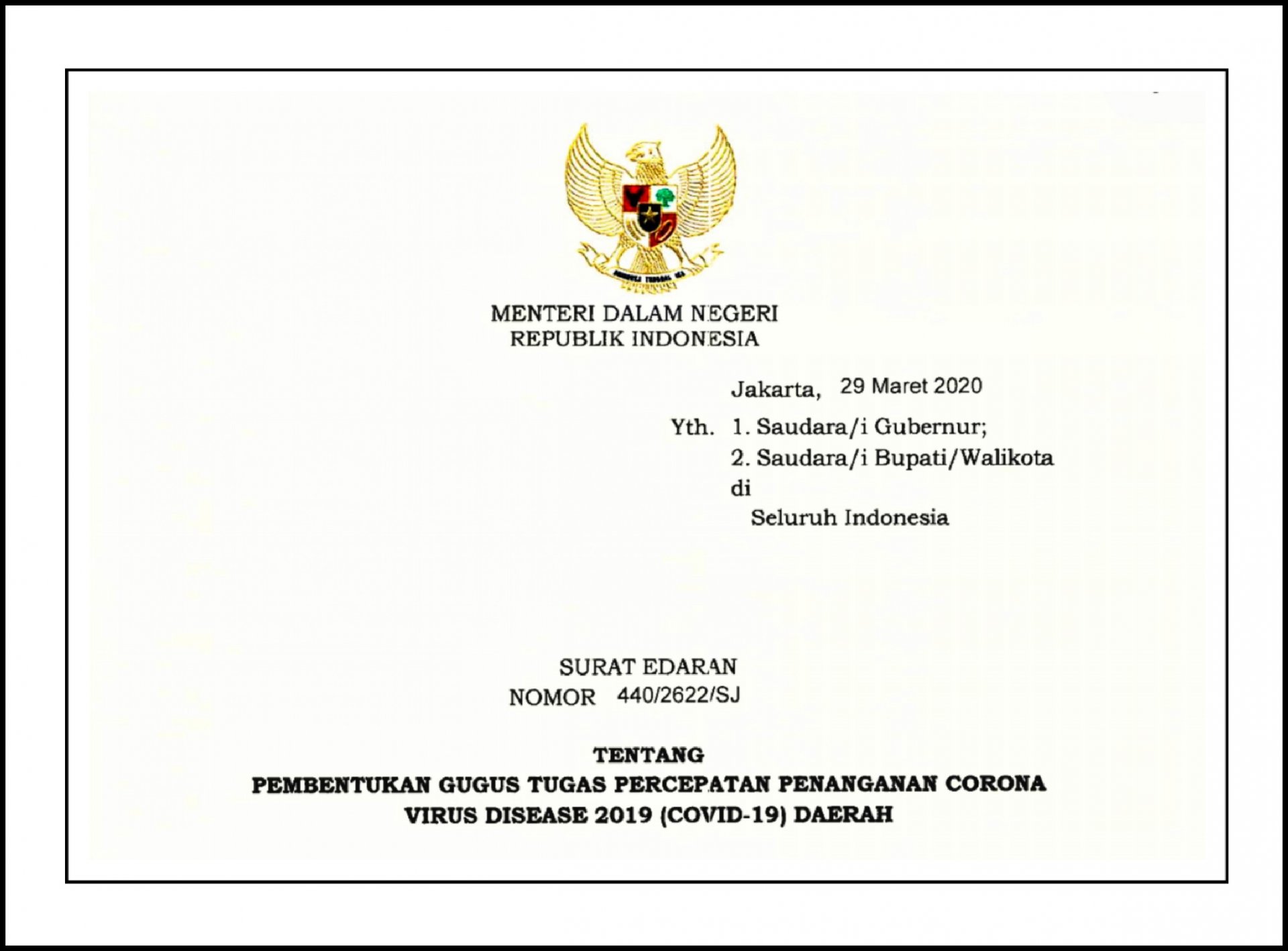 Detail Surat Edaran Mendagri Nomer 19