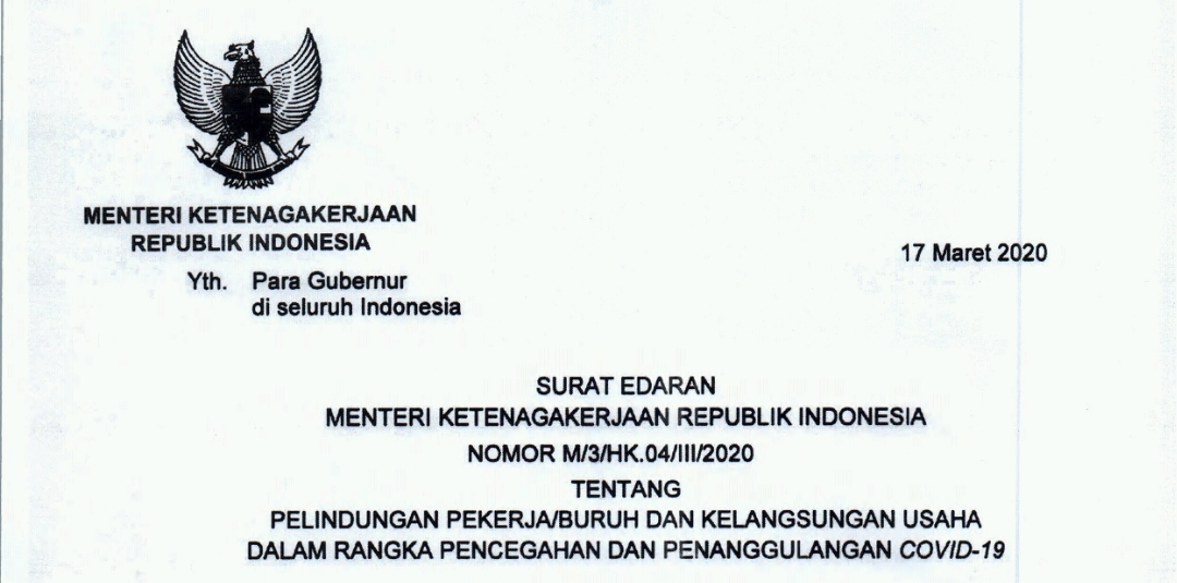 Detail Surat Edaran Menteri Tenaga Kerja Nomer 26