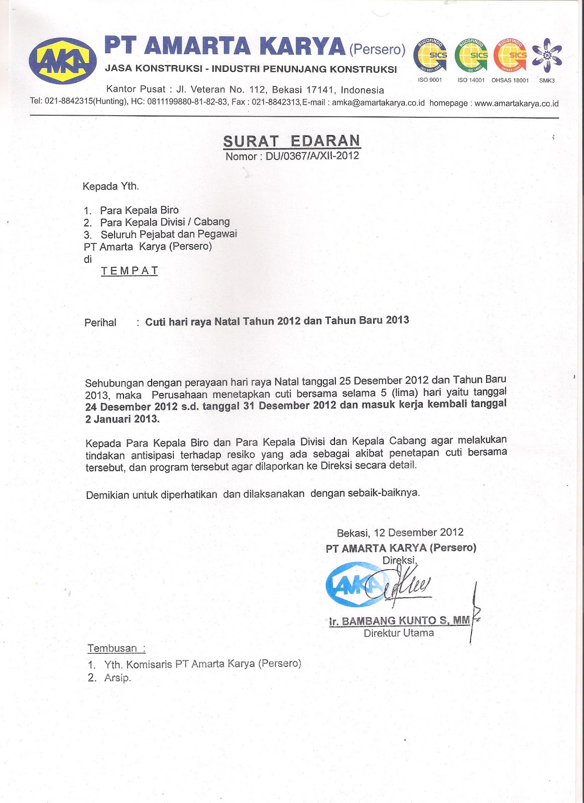 Download Surat Edaran Perusahaan Nomer 19