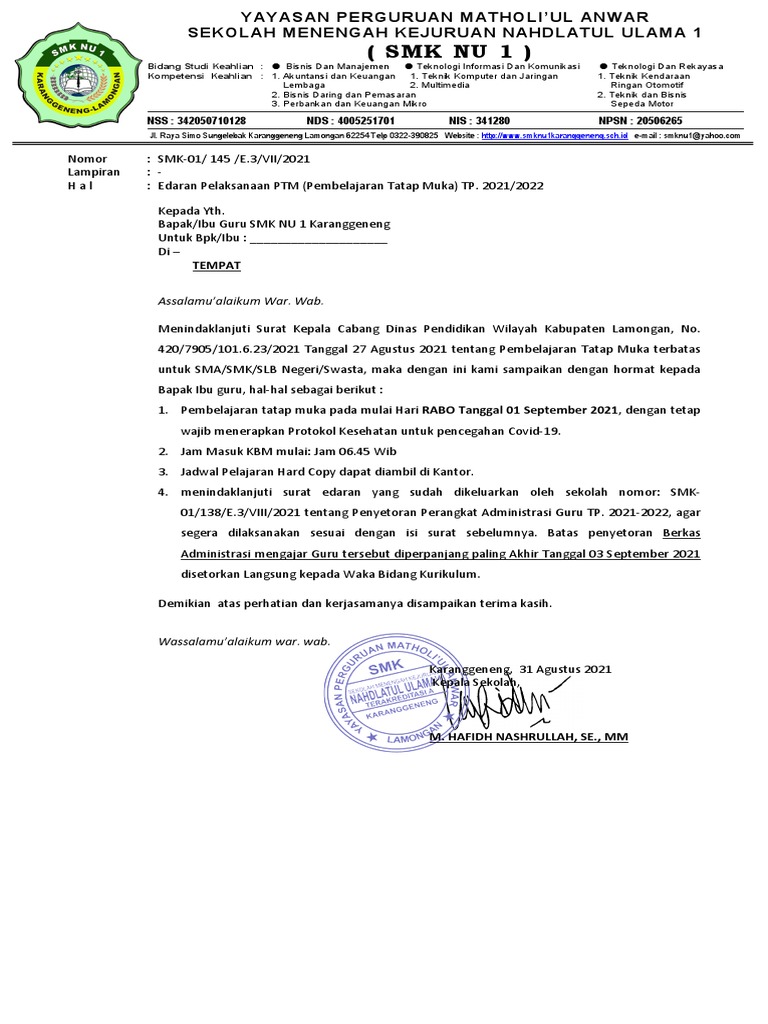 Detail Surat Edaran Sekolah Nomer 39