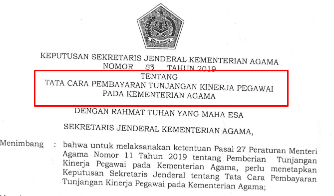 Detail Surat Edaran Tunjangan Kinerja Kementerian Agama Nomer 22