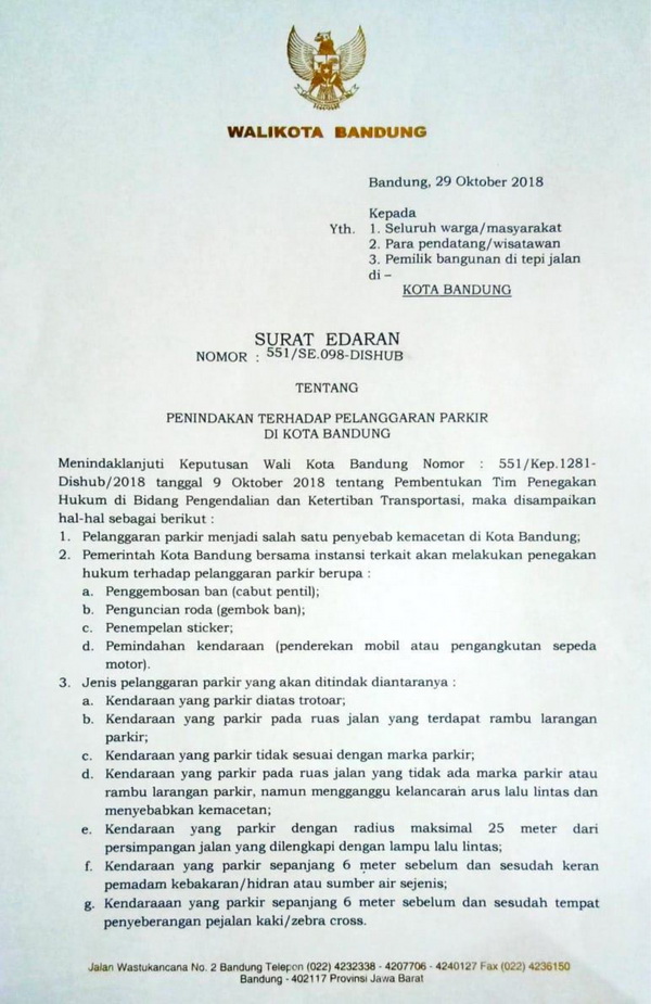 Surat Edaran Walikota Bandung - KibrisPDR