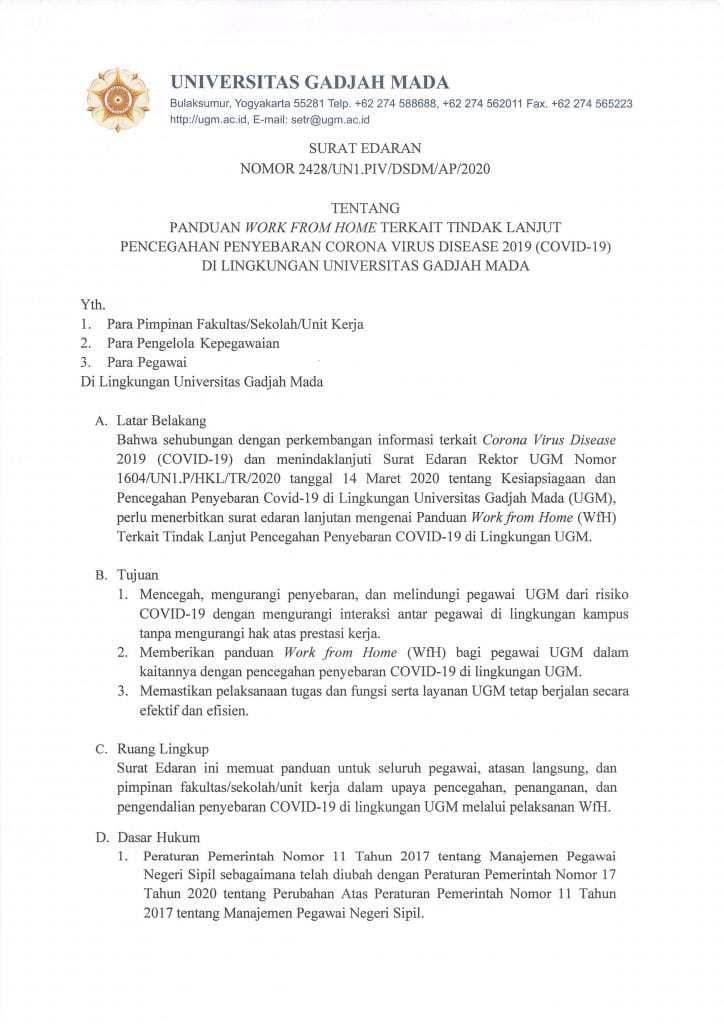 Surat Edaran Work From Home - KibrisPDR