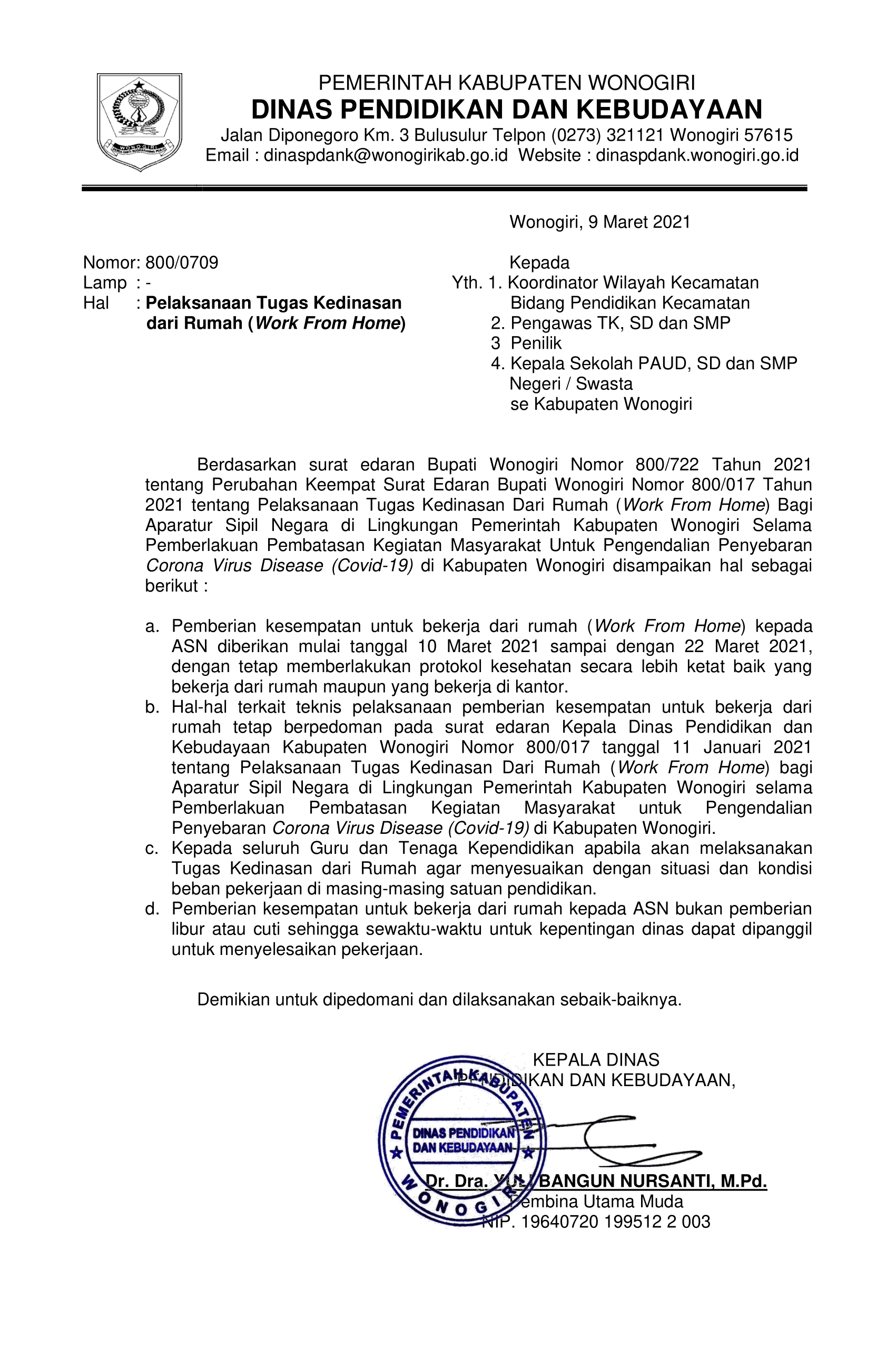 Detail Surat Edaran Work From Home Nomer 6