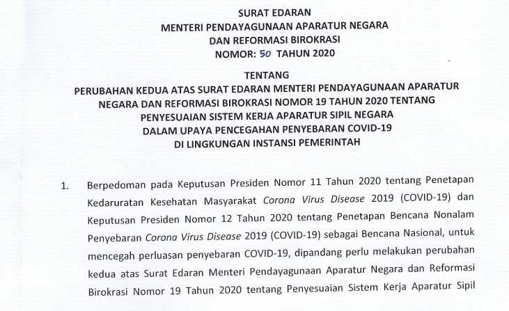 Detail Surat Edaran Work From Home Nomer 12