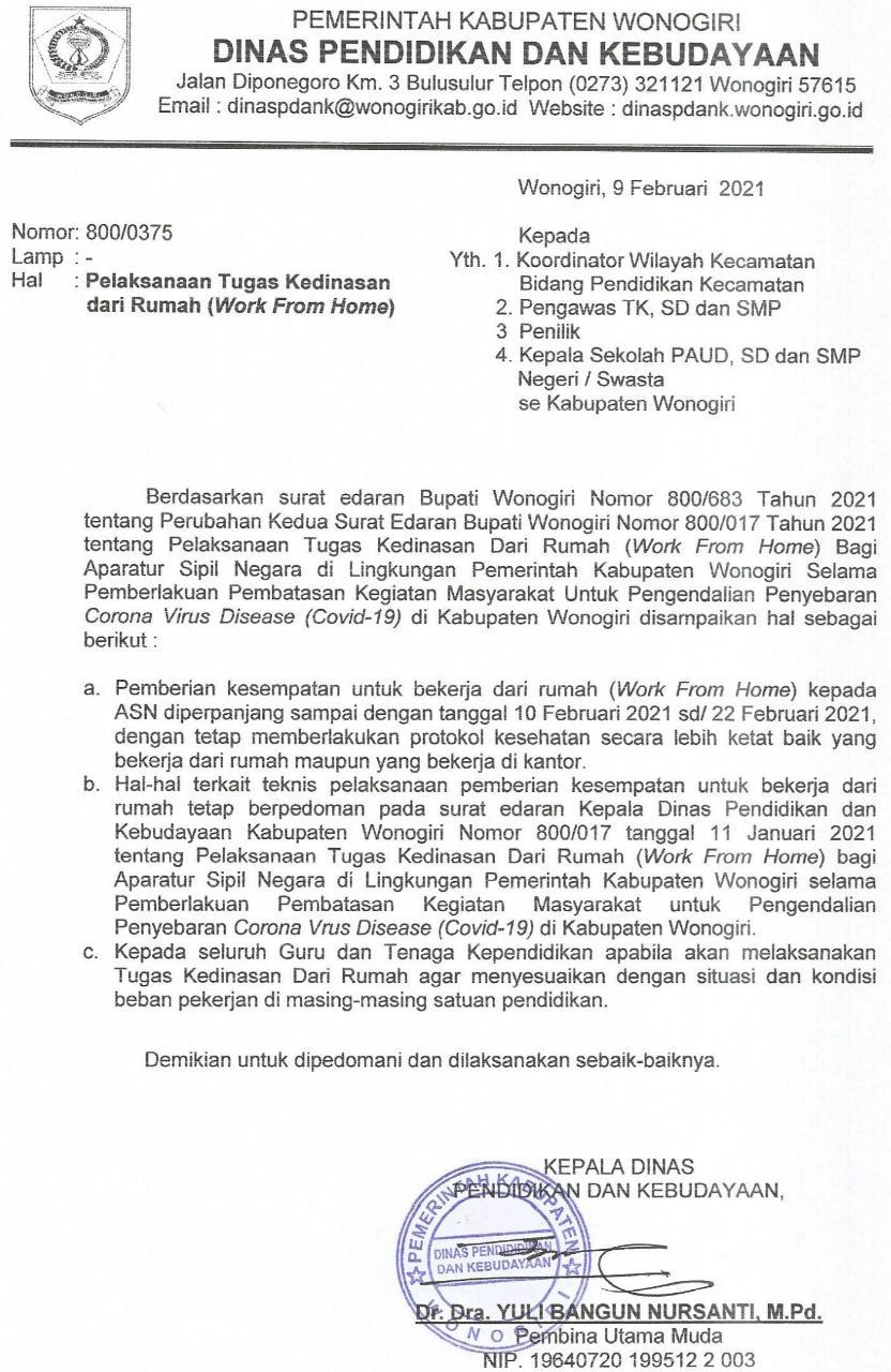 Detail Surat Edaran Work From Home Nomer 15