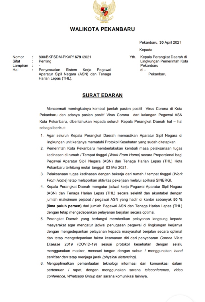 Detail Surat Edaran Work From Home Nomer 16