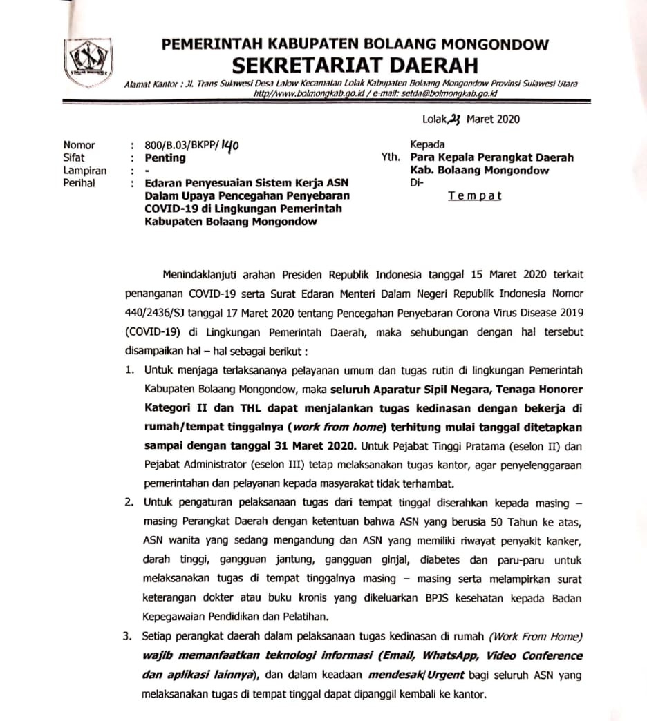 Detail Surat Edaran Work From Home Nomer 27