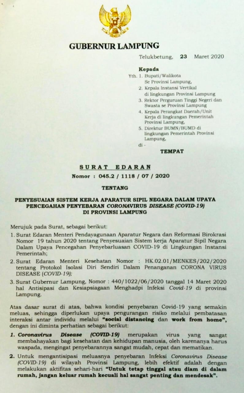 Detail Surat Edaran Work From Home Nomer 30