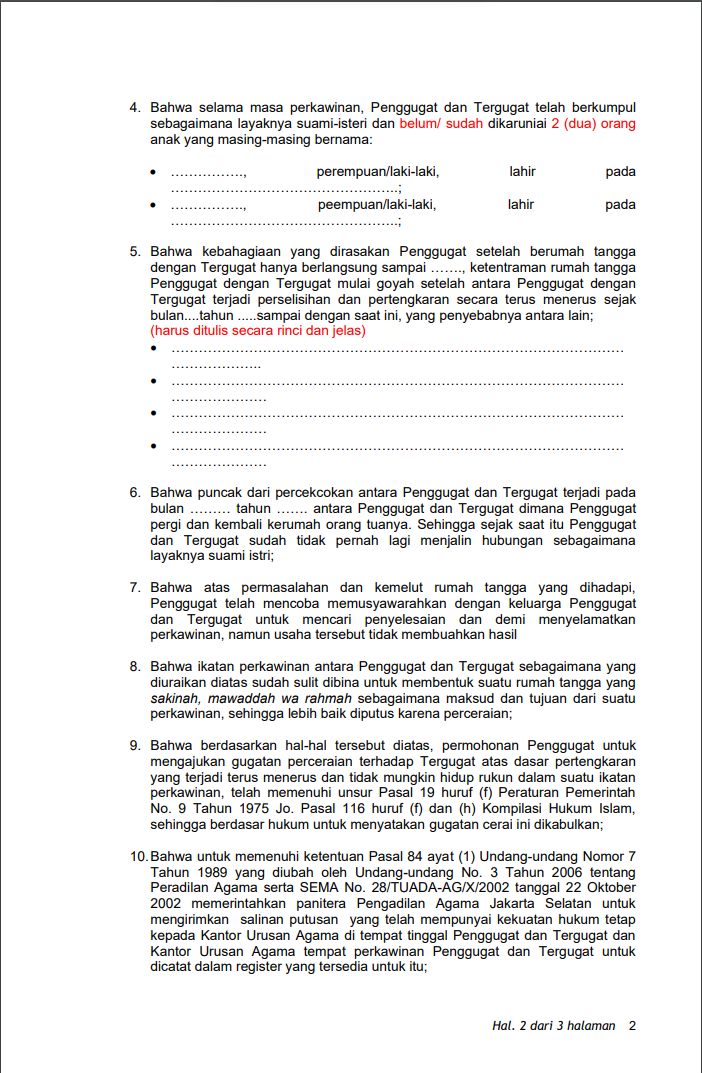 Detail Surat Gugatan Perceraian Nomer 43