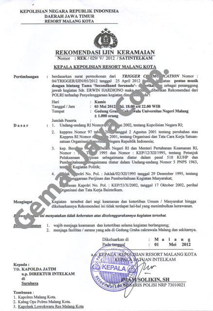 Detail Surat Ijin Keramaian Nomer 21