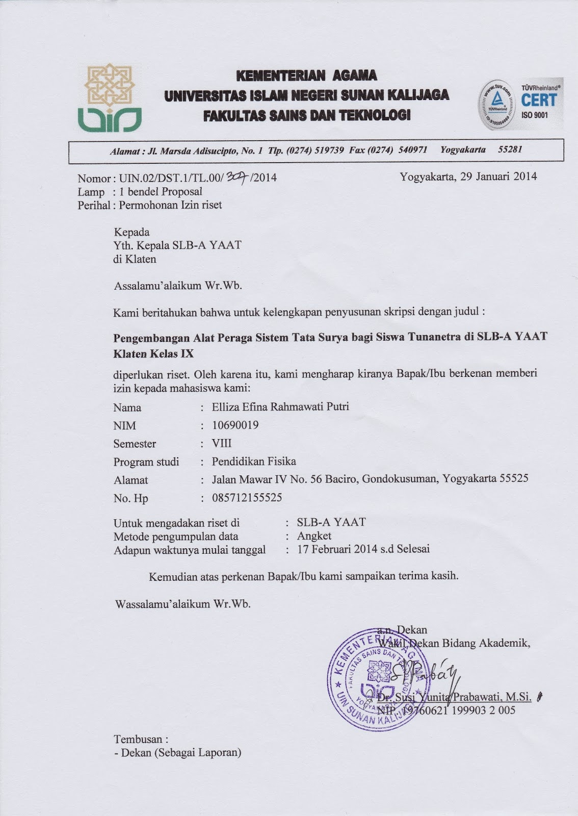 Detail Surat Ijin Penelitian Nomer 17