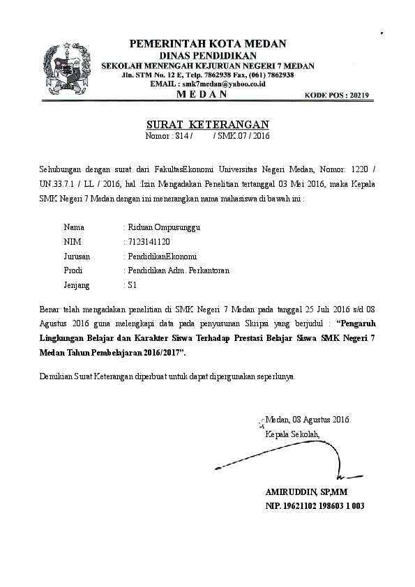 Detail Surat Ijin Penelitian Nomer 18