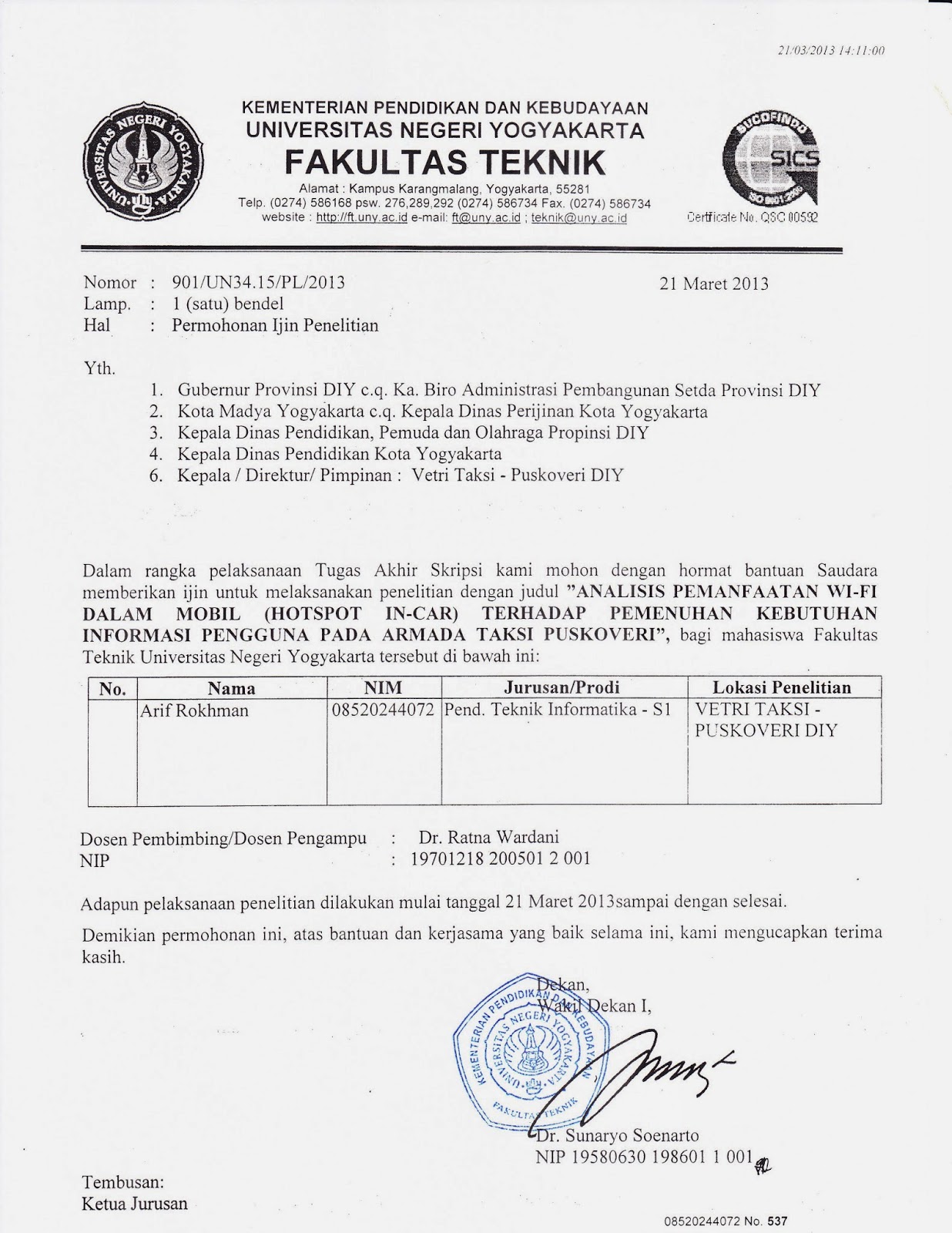 Detail Surat Ijin Penelitian Nomer 23