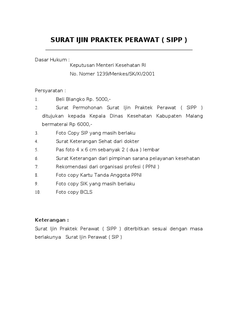 Detail Surat Ijin Praktek Perawat Nomer 15