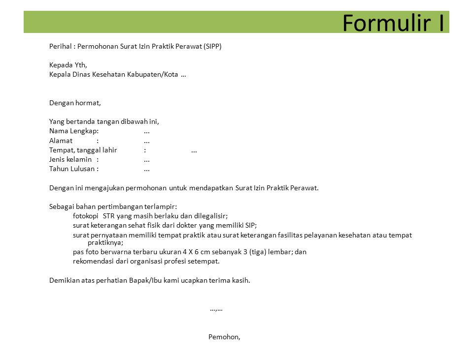 Detail Surat Ijin Praktek Perawat Nomer 31