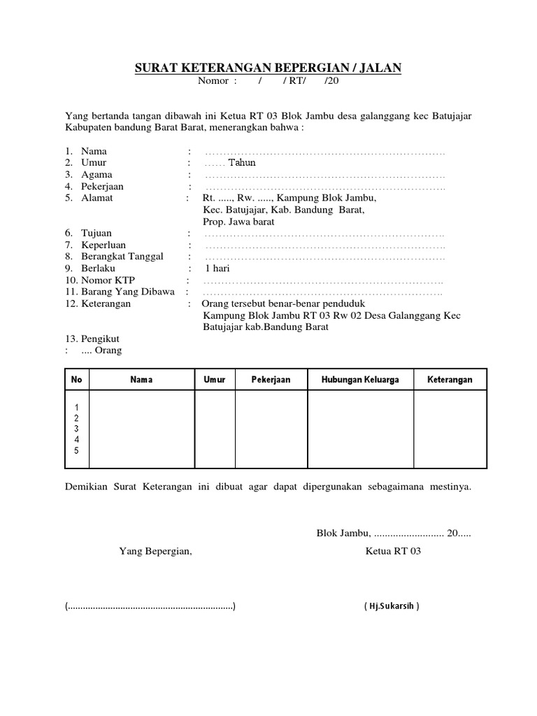 Detail Surat Izin Bepergian Nomer 10