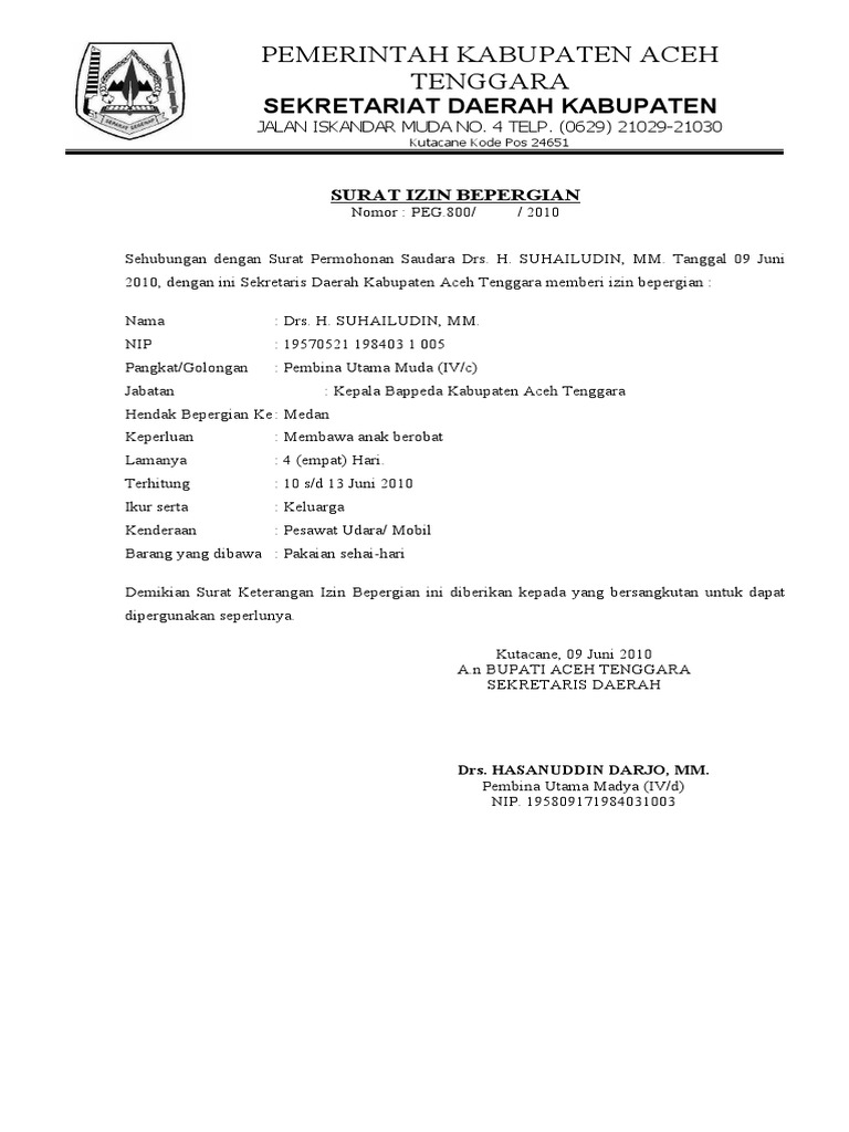 Detail Surat Izin Bepergian Nomer 3