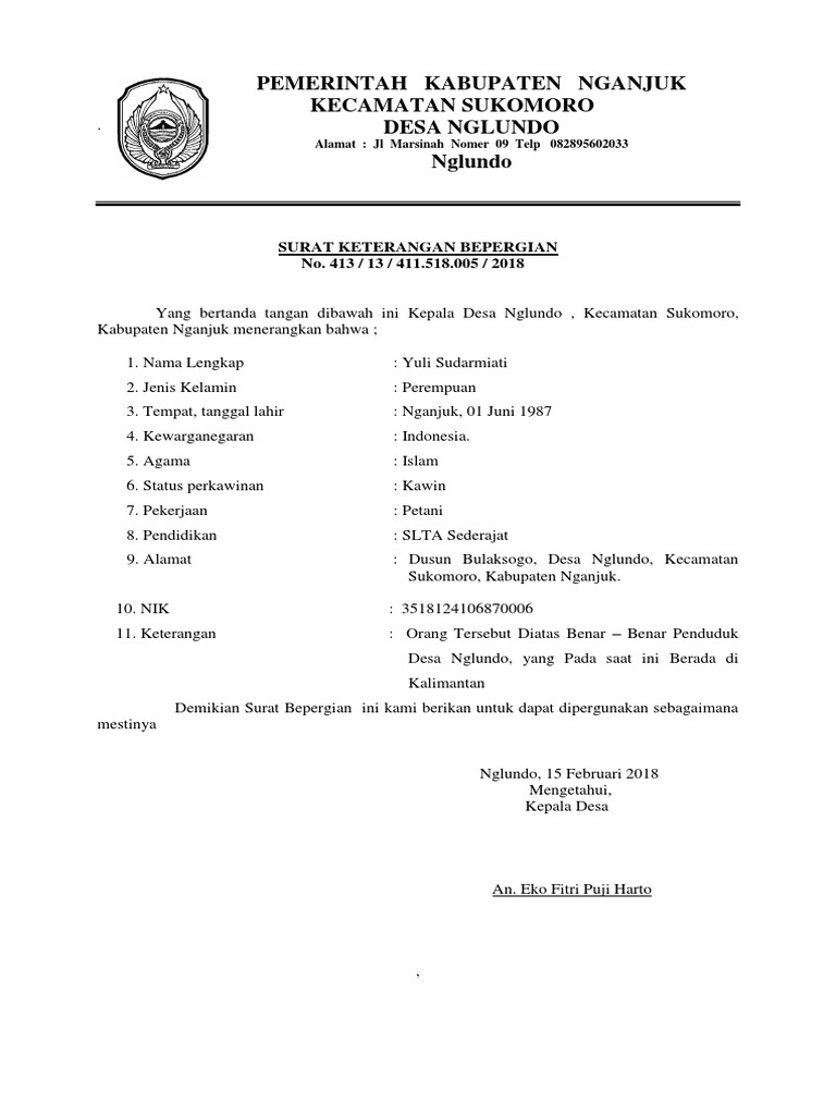 Detail Surat Izin Bepergian Nomer 5