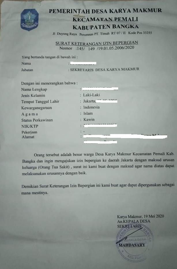 Detail Surat Izin Bepergian Nomer 50