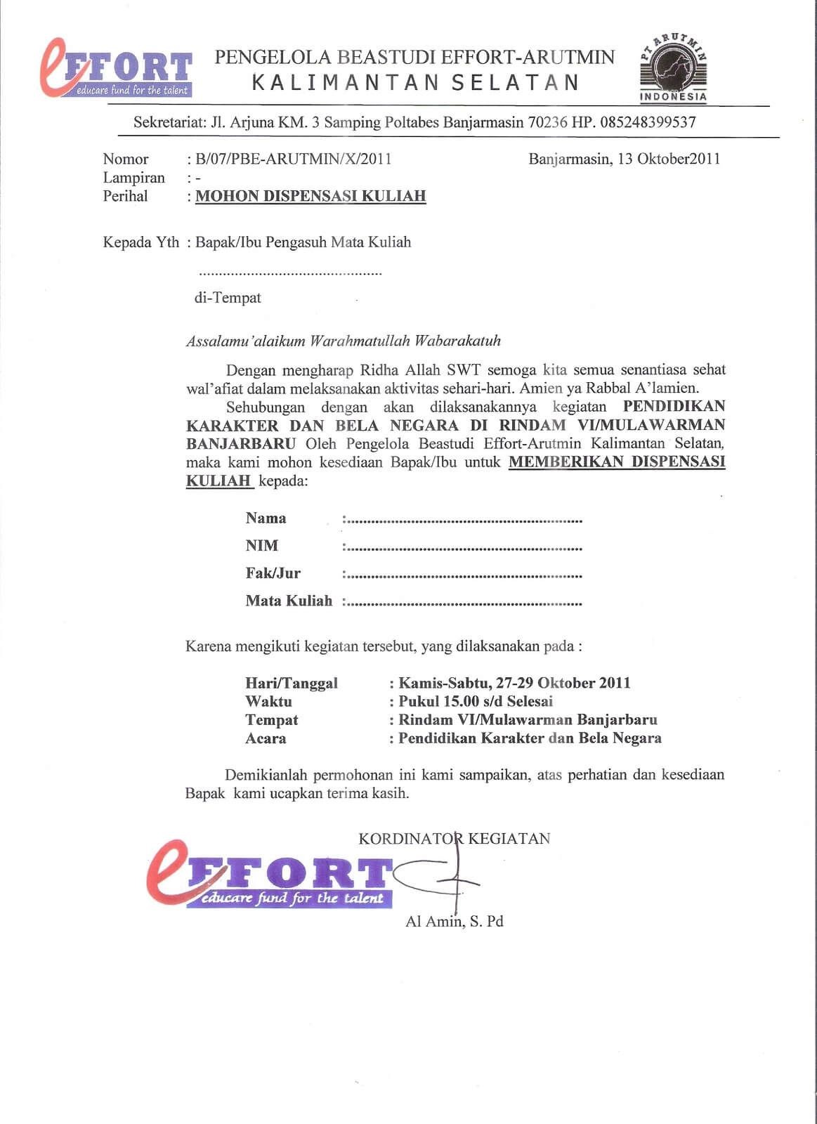 Detail Surat Izin Dispensasi Nomer 11