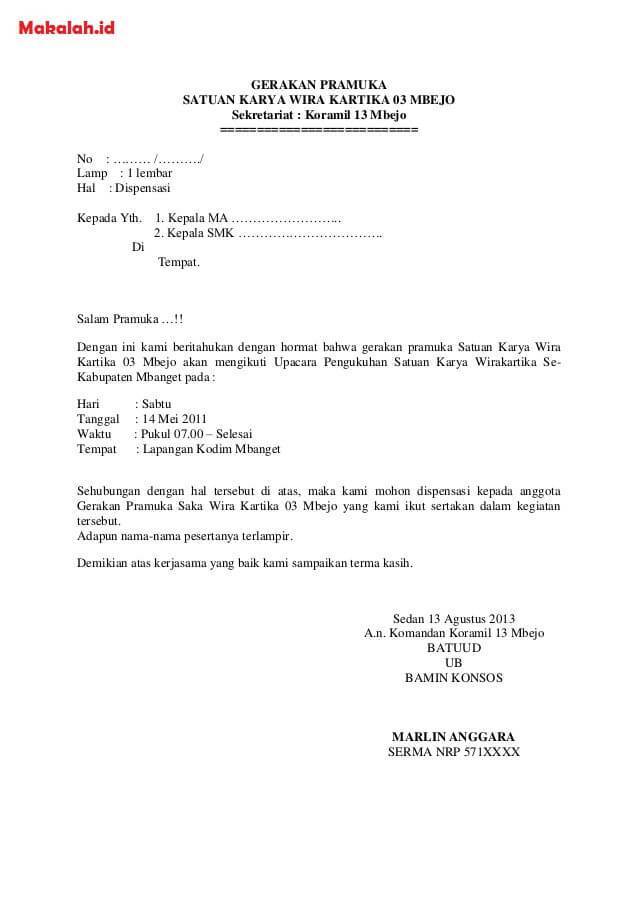 Detail Surat Izin Dispensasi Nomer 4