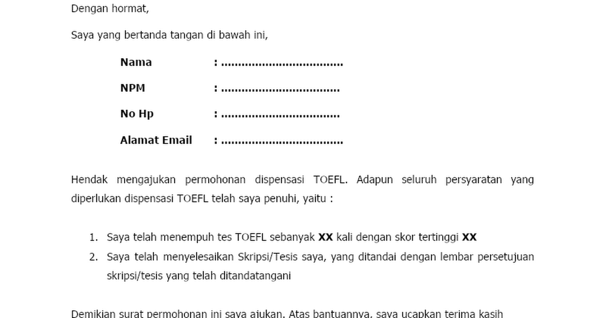 Detail Surat Izin Dispensasi Nomer 41